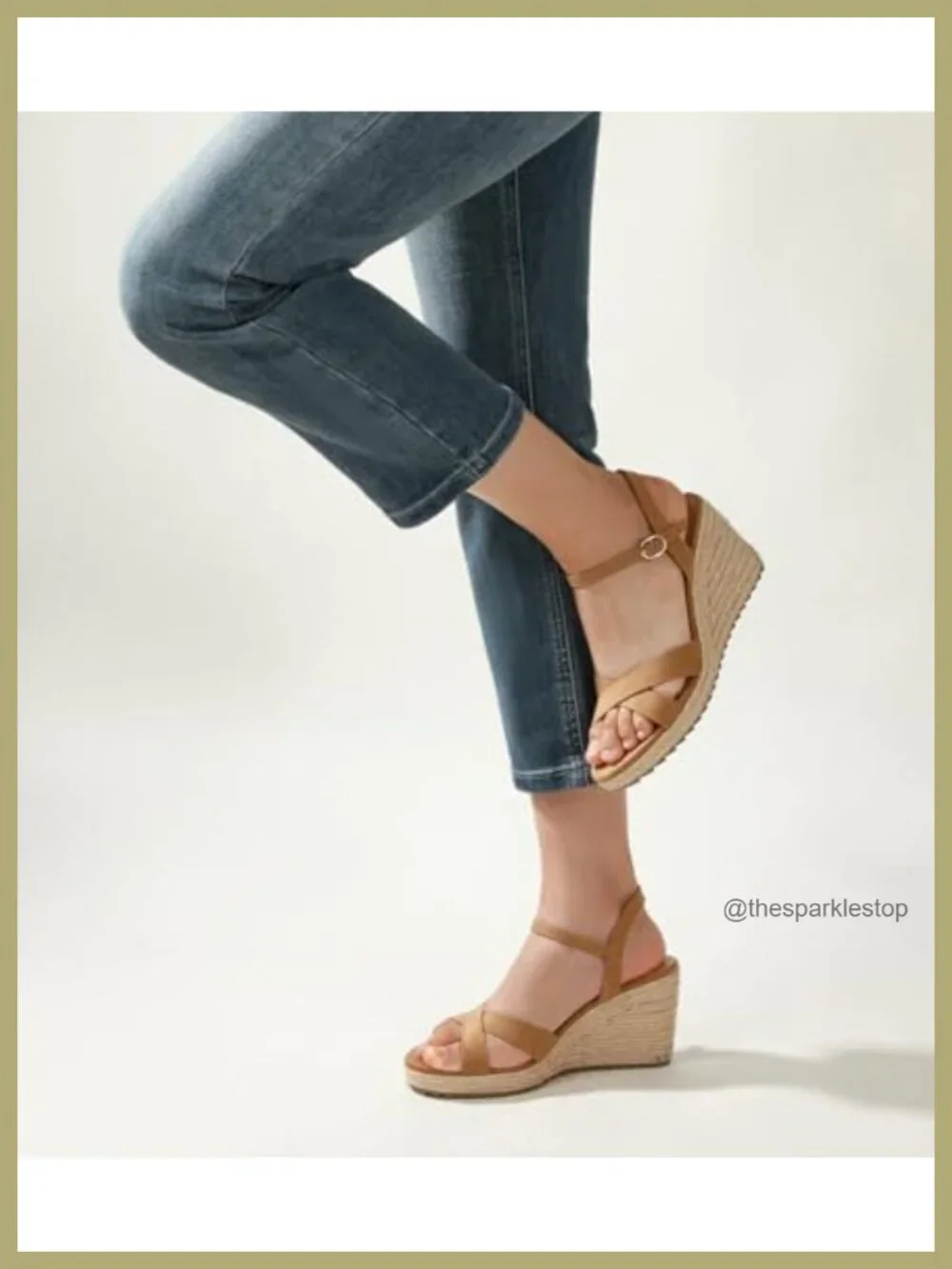 Women's Espadrille Wedge Sandals Open Toe Ankle Strap PU Lightweight 3.4 Inch